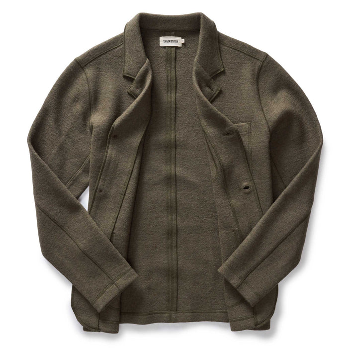 folded flatlay of the inside of The Evans Blazer in Forest Birdseye Wool
