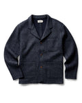flatlay of The Ridgewood Cardigan in Navy Birdseye Wool