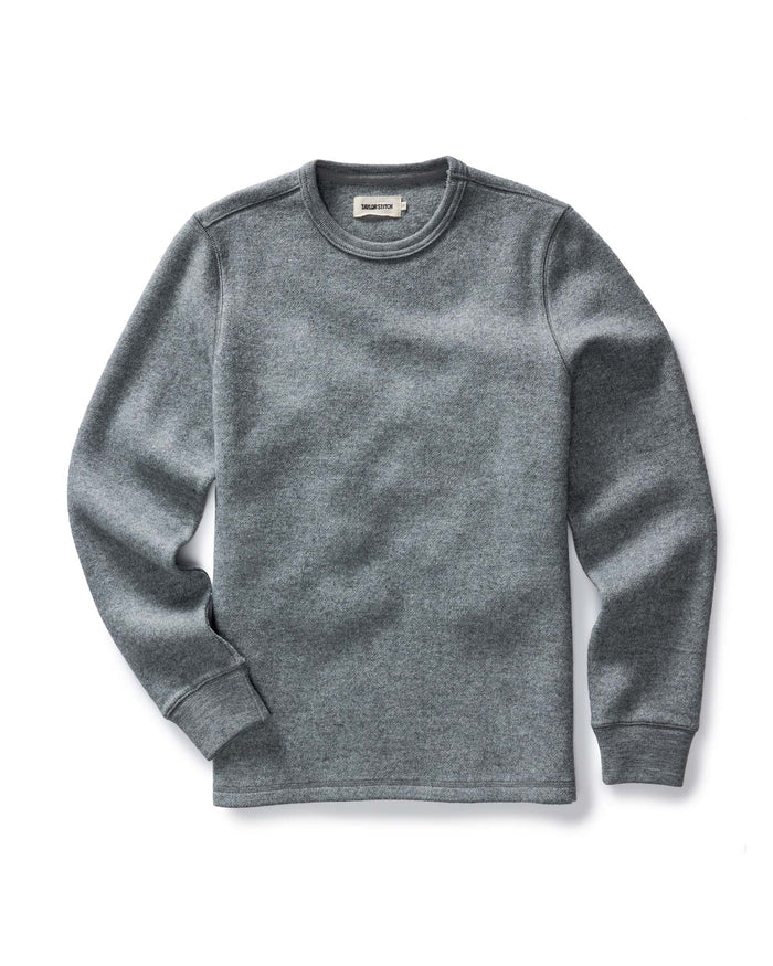 flatlay of The Evans Crew in Dark Ash Birdseye Wool