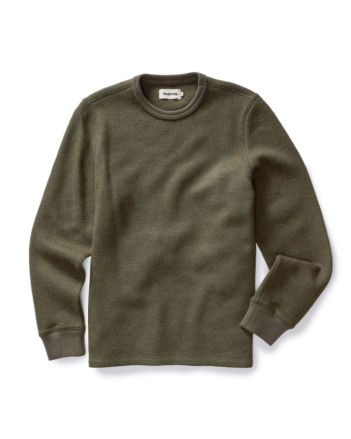 flatlay of The Evans Crew in Forest Birdseye Wool