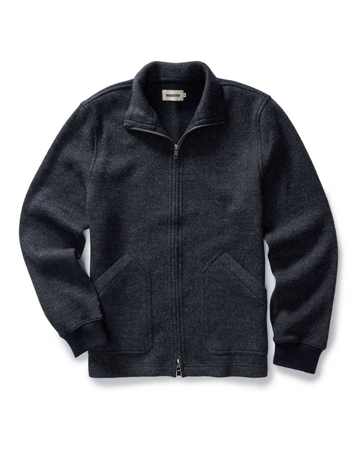 flatlay of The Evans Jacket in Navy Birdseye Wool