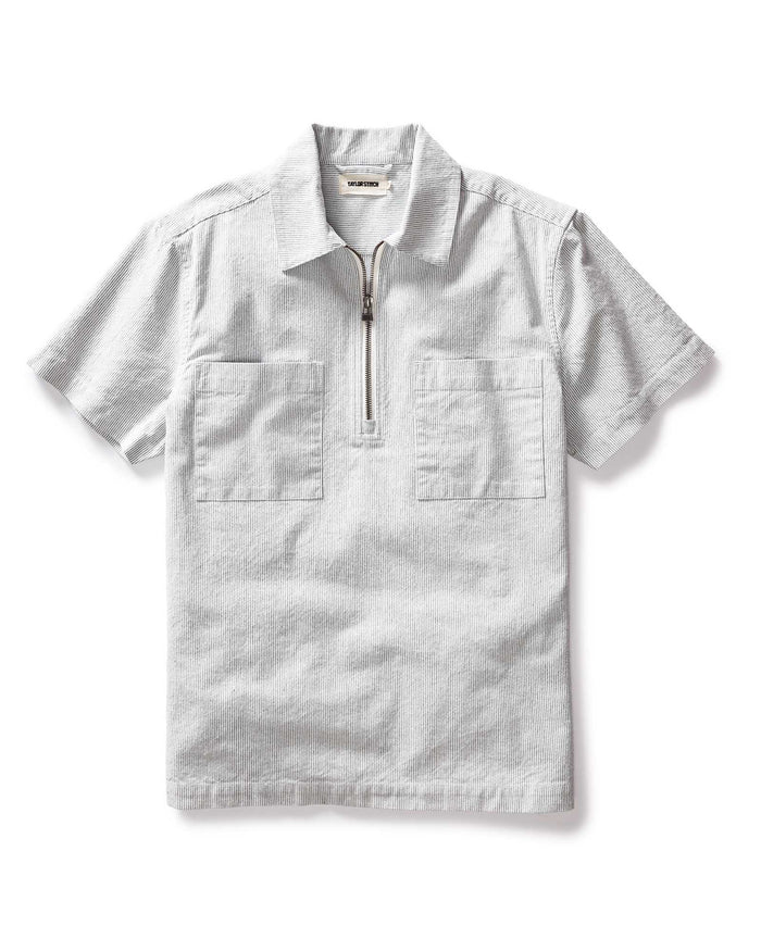 flatlay of The Exhaust Shirt in Natural Stripe