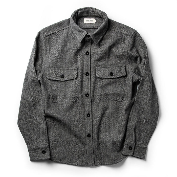 The Explorer Shirt in Charcoal Herringbone