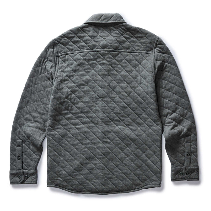 flatlay of the back of The Fall Line Overshirt in Heather Ash Quilted Jersey