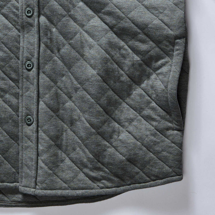 material shot of the pocket on The Fall Line Overshirt in Heather Ash Quilted Jersey