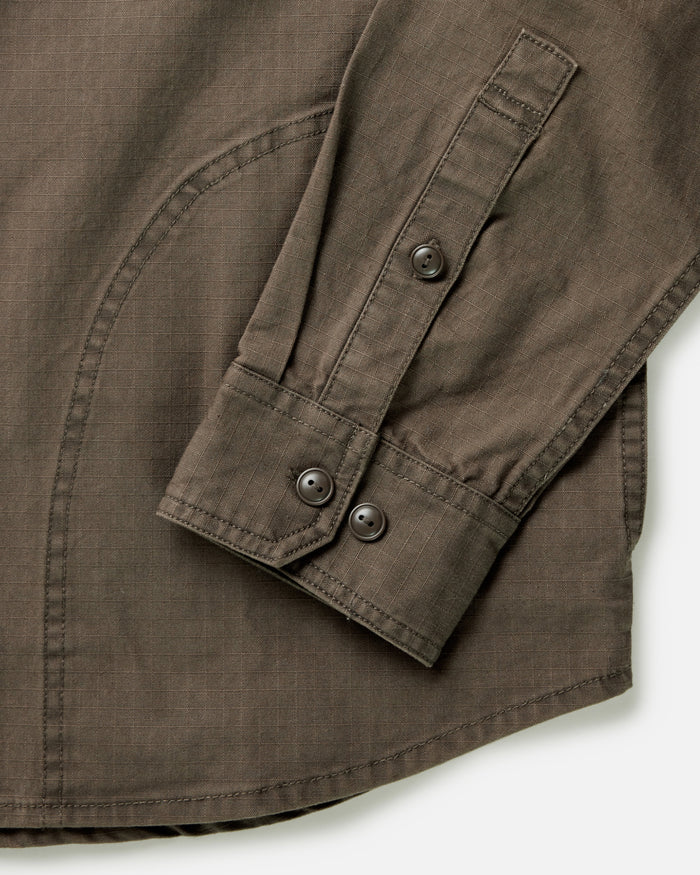 material shot of the cuff on The Field Overshirt in Mushroom Ripstop