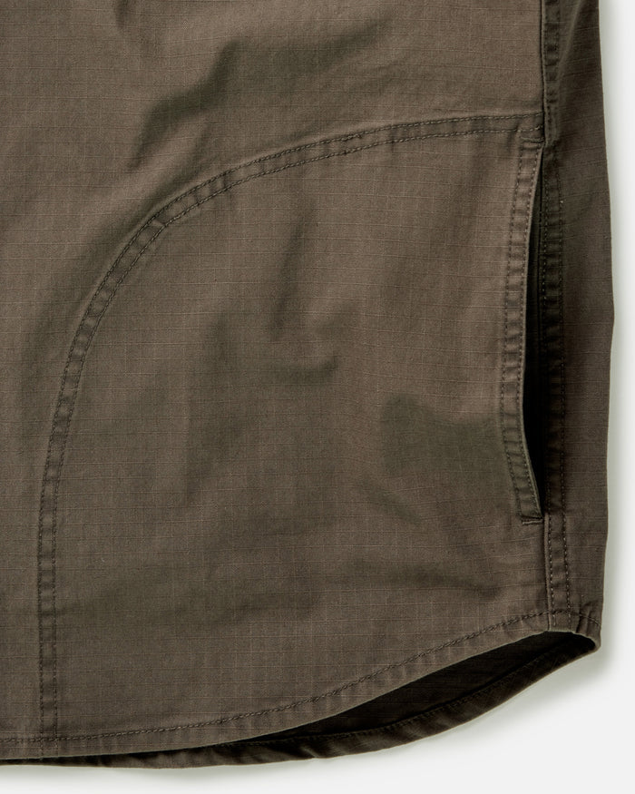 material shot of the pocket on The Field Overshirt in Mushroom Ripstop