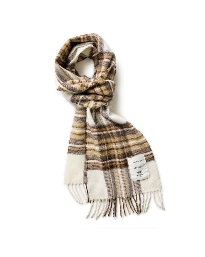 editorial image of The Fireside Scarf in Butterscotch Plaid