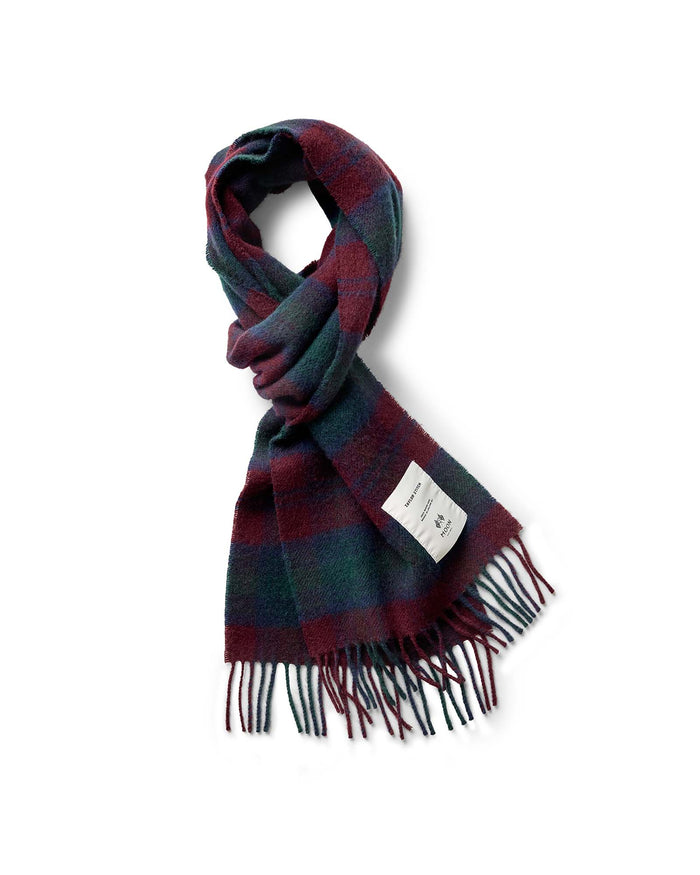 editorial image of The Fireside Scarf in Currant Plaid