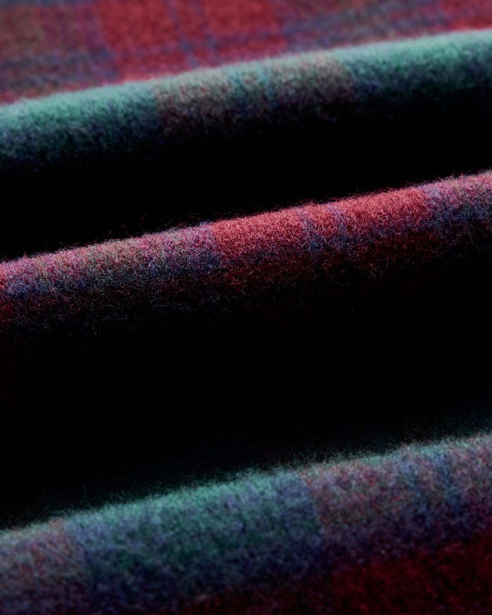 material shot of the fabric on The Fireside Scarf in Currant Plaid