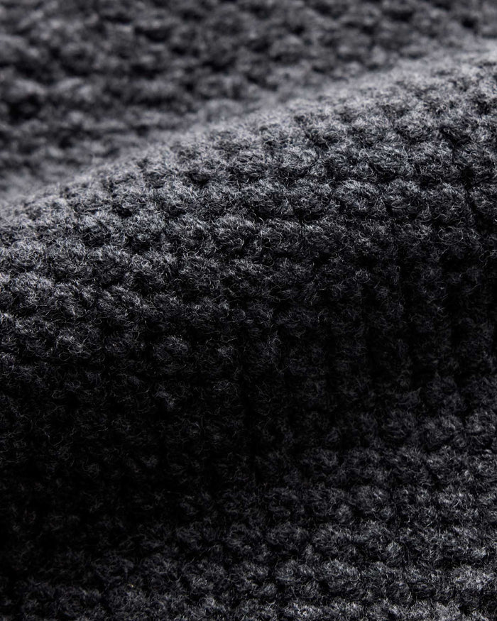 material shot of the fabric on The Fisherman Beanie in Heather Coal