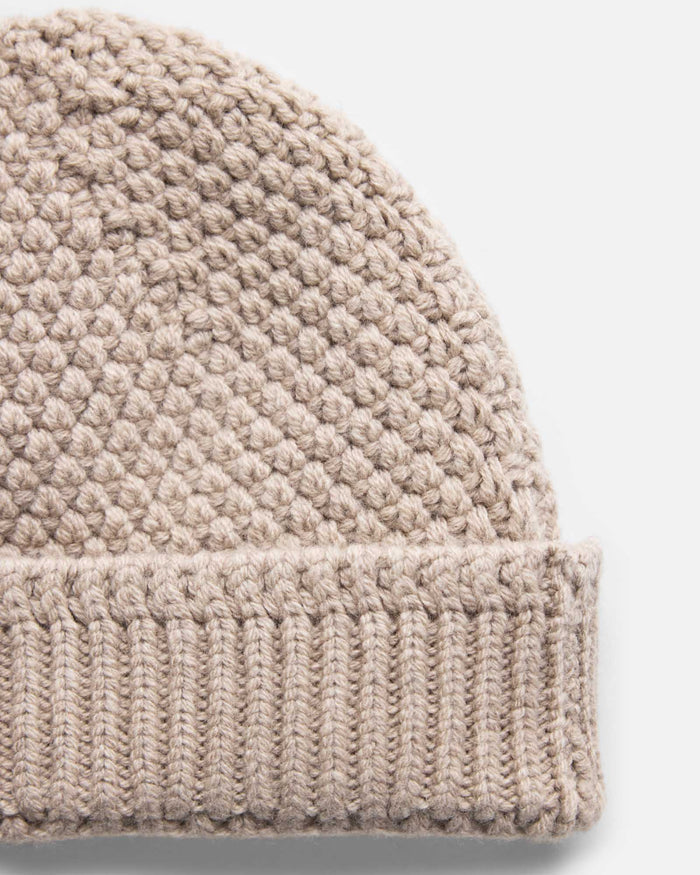 material shot of the cuff on The Fisherman Beanie in Heather Fog