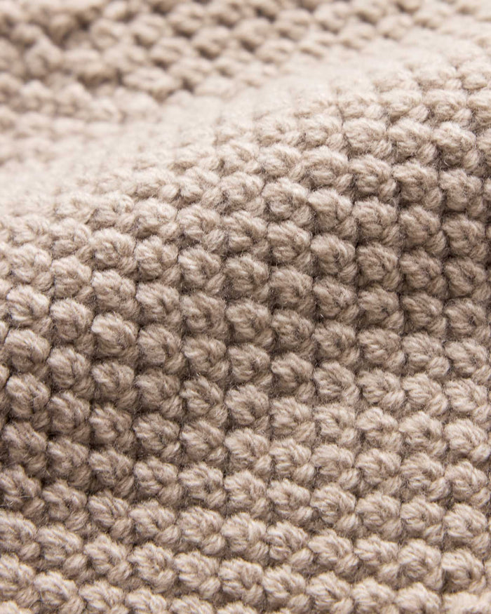 material shot of the fabric on The Fisherman Beanie in Heather Fog