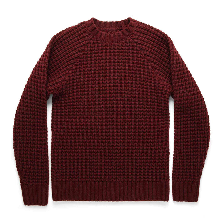 The Fisherman Sweater in Maroon Waffle