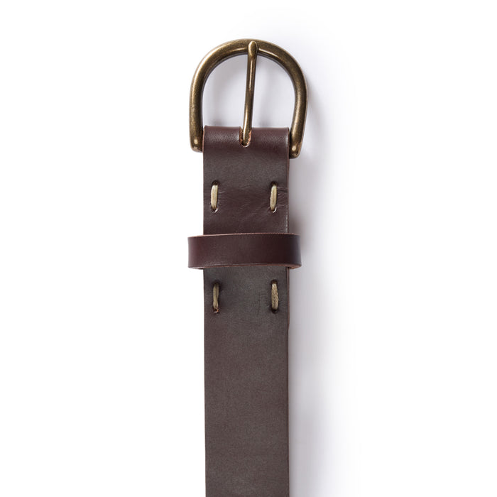 editorial flatlay of the buckle on The Foundation Belt in Dark Brown