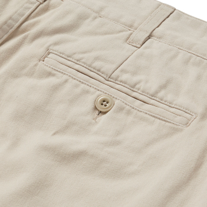 material shot of the back pocket on The Foundation Short in Natural Twill