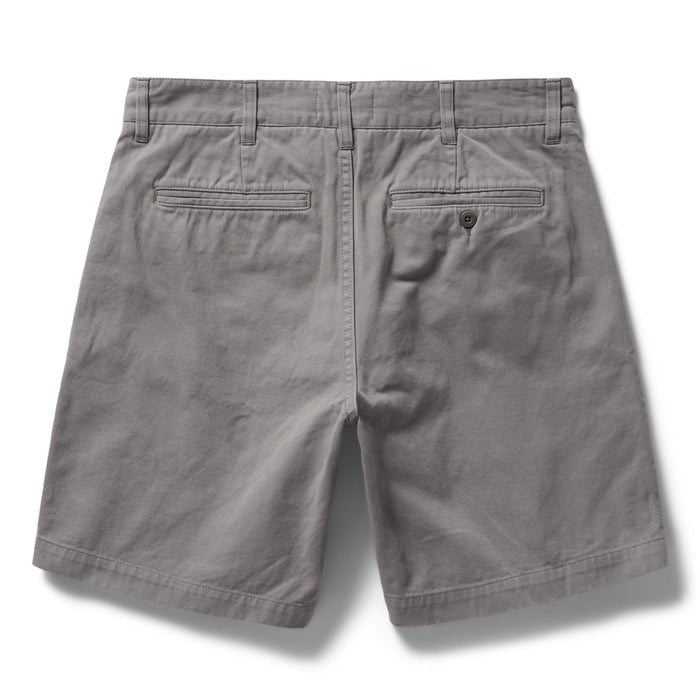 flatlay of The Foundation Short in Organic Steeple Grey, shown from back