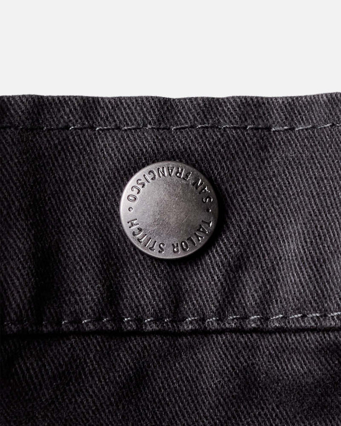 material shot of the button on The Foundation Tote in Organic Faded Black