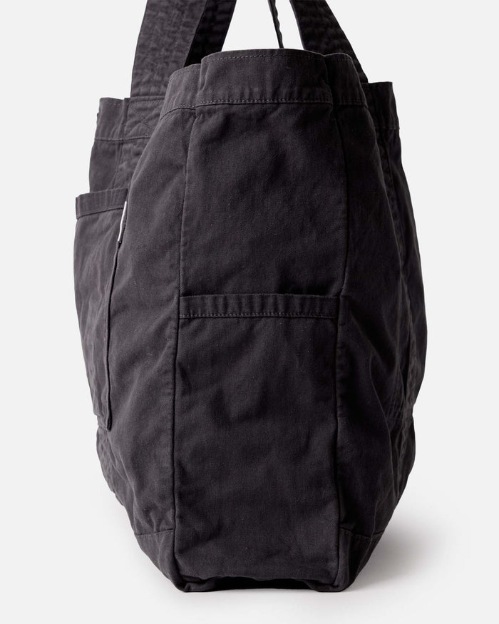 side image of The Foundation Tote in Organic Faded Black