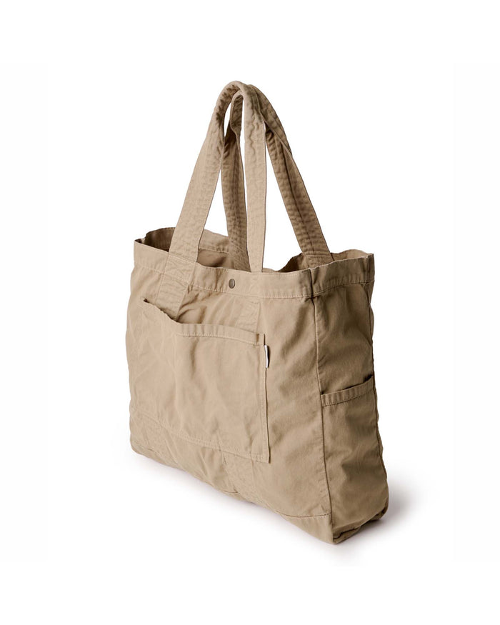 diagonal image of The Foundation Tote in Organic Khaki