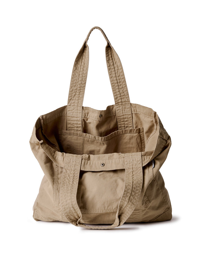 material shot of the inside of The Foundation Tote in Organic Khaki