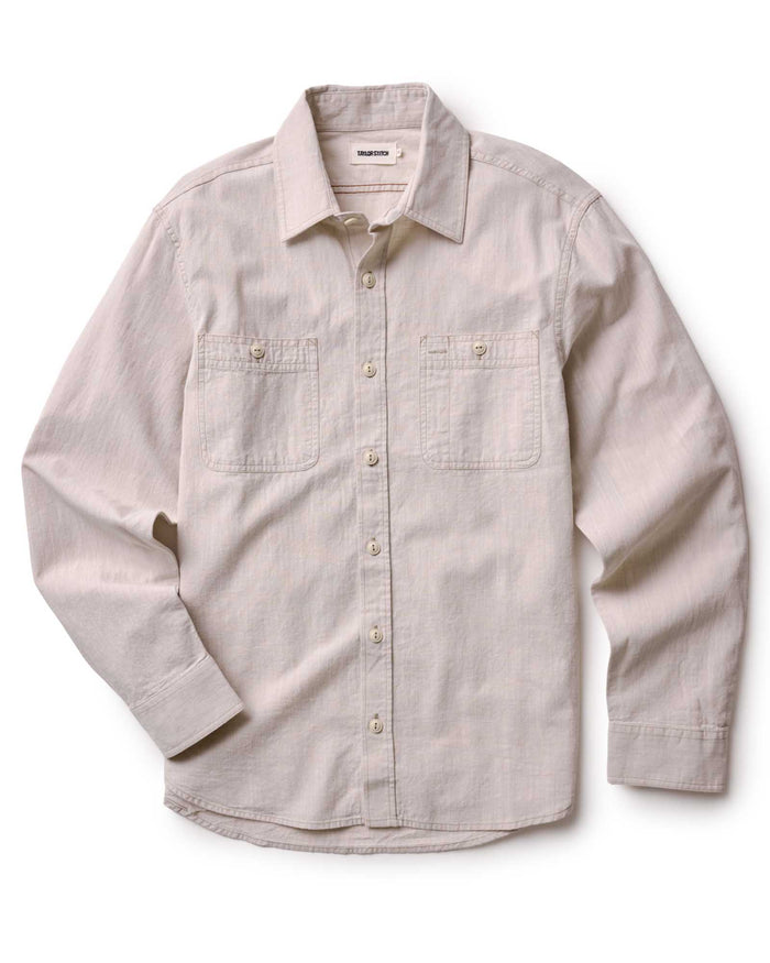 flatlay of The Foundry Shirt in Natural Chambray