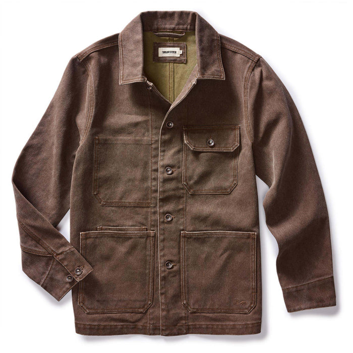 flatlay of The Fremont Jacket in Aged Penny Chipped Canvas