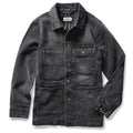 flatlay of The Fremont Jacket in Black 3-Month Wash Selvage Denim