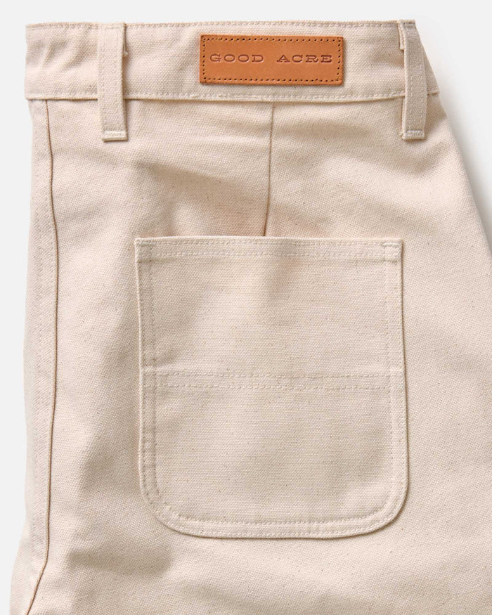 material shot of the pocket on The Good Acre Chore Pant in Natural Canvas