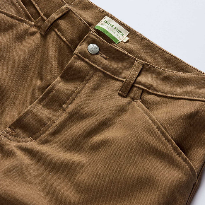 material shot of the waistband on The Good Acre Chore Pant in Tan Canvas