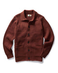 flatlay of The Harbor Sweater Jacket in Mahogany