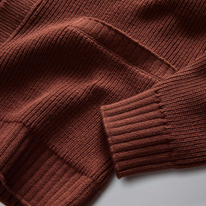 material shot of the pockets on The Harbor Sweater Jacket in Mahogany