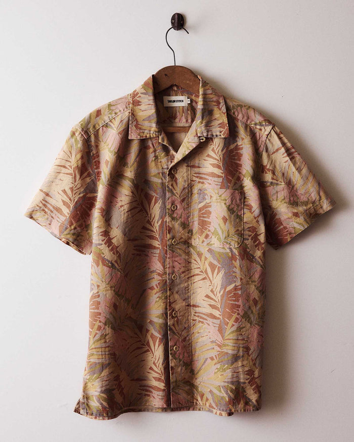 editorial image of The Hawthorne Shirt in Tea Desert Palm hanging