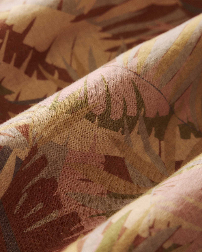 material shot of the fabric on The Hawthorne Shirt in Tea Desert Palm