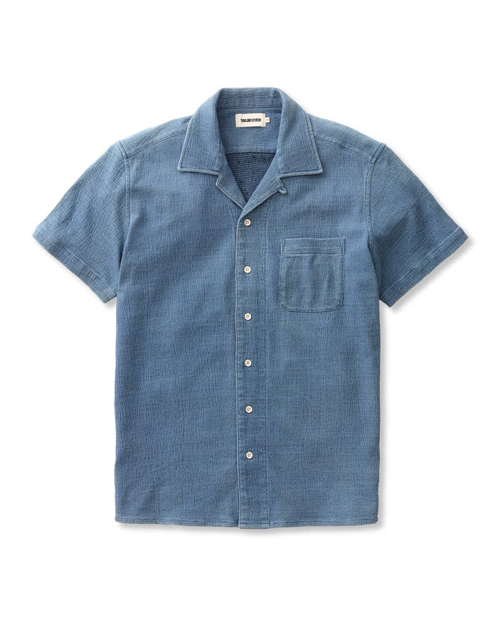 flatlay of The Hawthorne Shirt in Washed Indigo Crepe