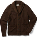 flatlay of The Headland Shawl Cardigan in Marled Chocolate