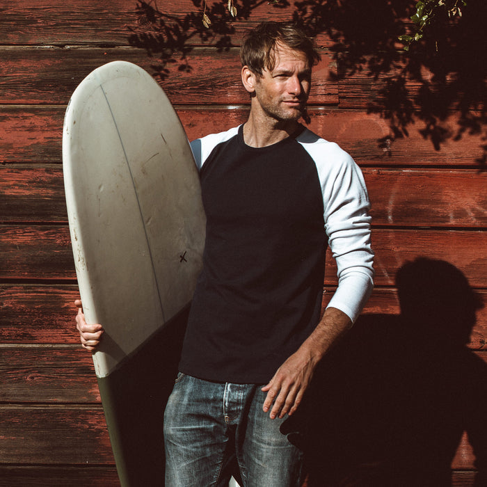 Our fit model getting ready to go surfing