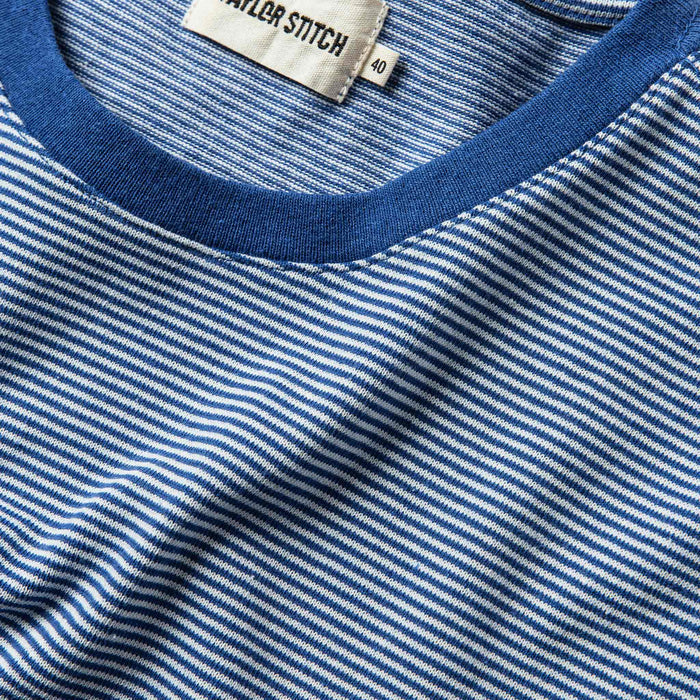 collar material shot of The Heavy Bag Ringer in Royal Blue Stripe