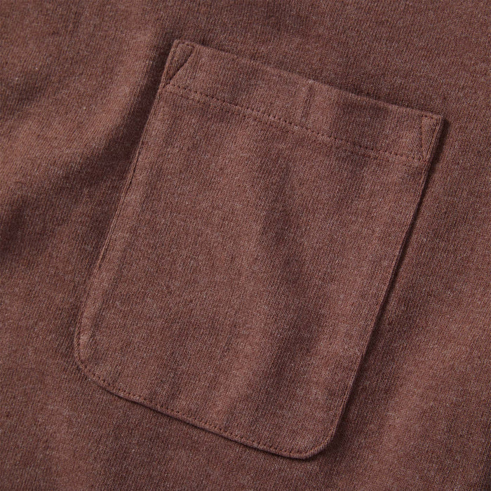 material shot of the pocket on The Heavy Bag Tee in Burgundy
