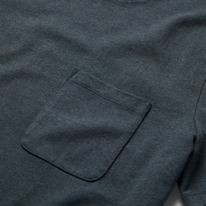 material shot of the pocket detail on The Heavy Bag Tee in Dark Slate