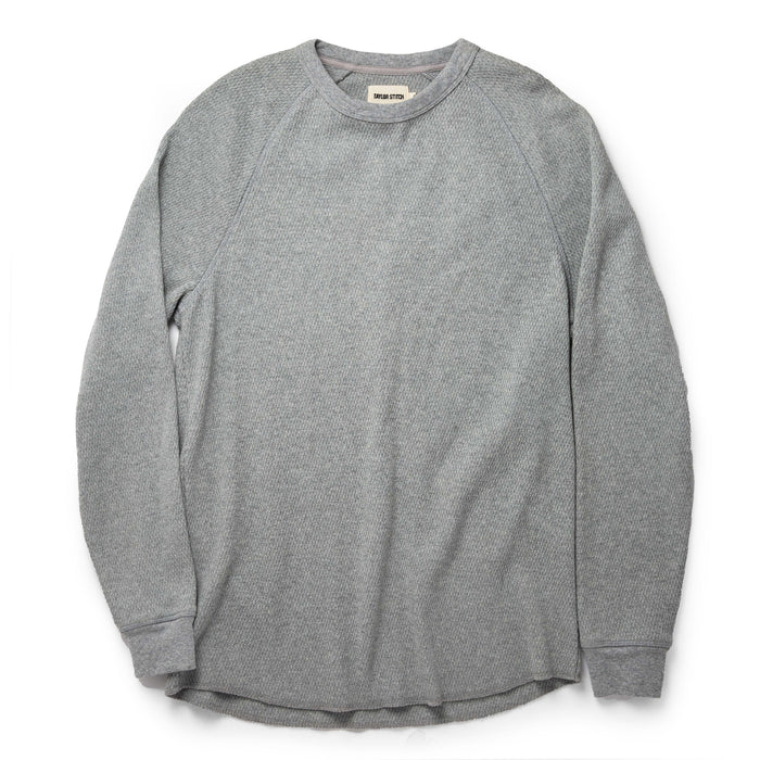 flatlay of The Heavy Bag Waffle Crewneck in Aluminum