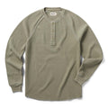 flatlay of The Heavy Bag Waffle Henley in Army