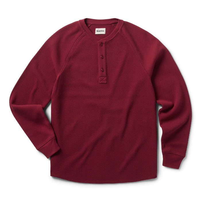 flatlay of The Heavy Bag Waffle Henley in Burgundy