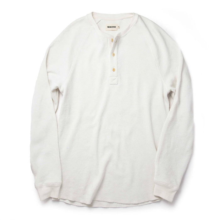 flatlay of The Heavy Bag Waffle Henley in Natural