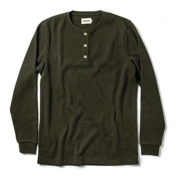 The Heavy Bag Waffle Henley in Olive