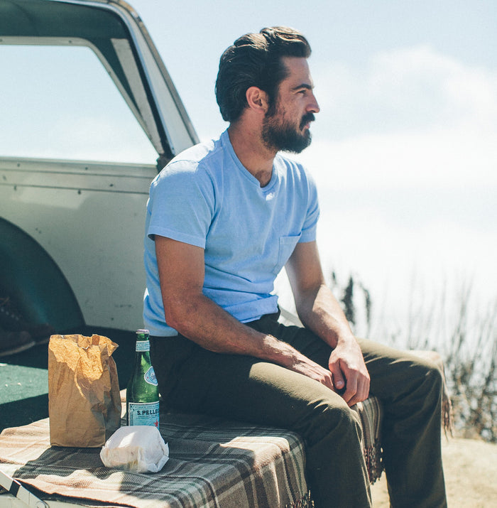 The Highway Tee in Dusty Blue