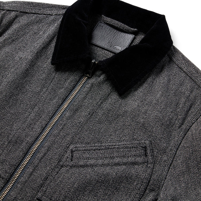 material shot of The Ignition Jacket in Indigo Salt and Pepper collar