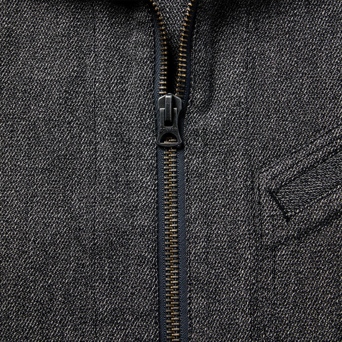 material shot of zipper of The Ignition Jacket in Indigo Salt and Pepper