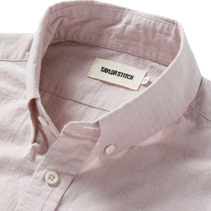 material shot of the collar on The Jack in Antique Terracotta Micro Seersucker