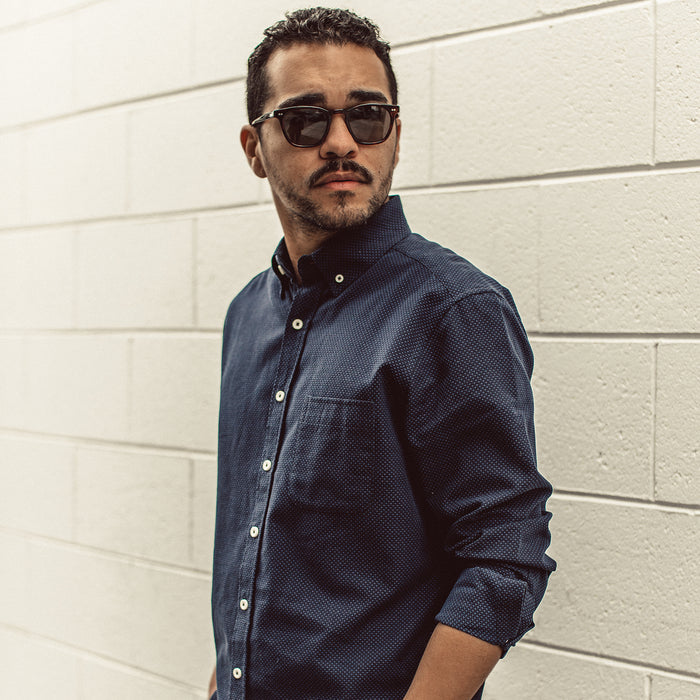 Our fit model wearing The Jack in Cross Jacquard.